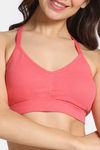 Rosaline Double Layered Non Wired Medium Coverage Bralette - Sunkist Coral — thumbnail 4